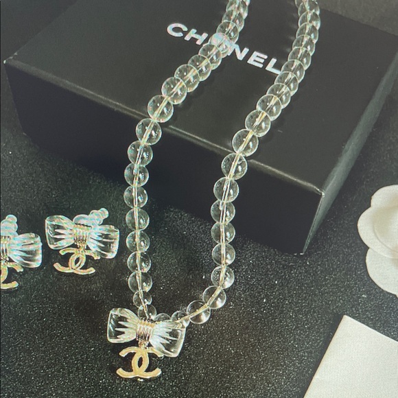 CHANEL Gold and Clear Beaded Necklace - Picture 1 of 5